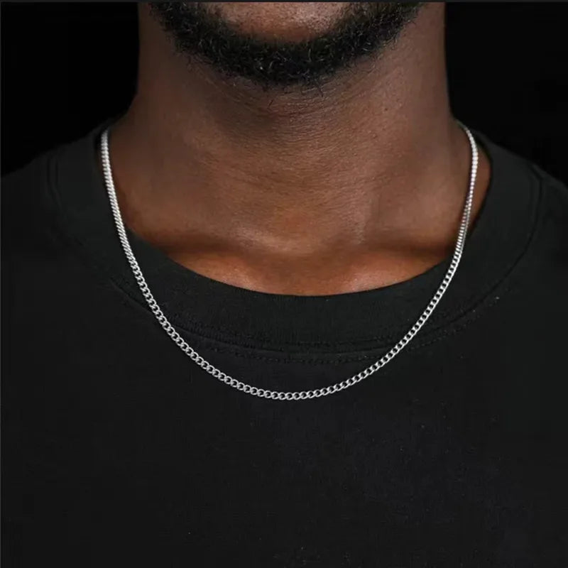 Silver Cuban Chain Necklace